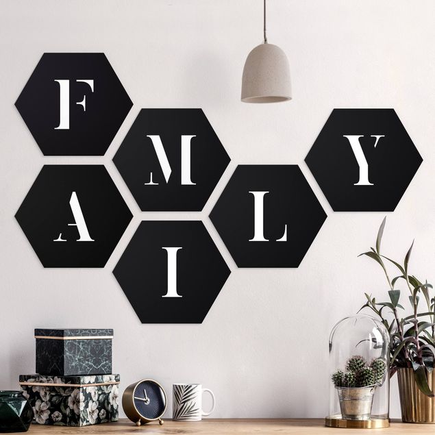 decoraçao para parede de cozinha Letters FAMILY White Set II