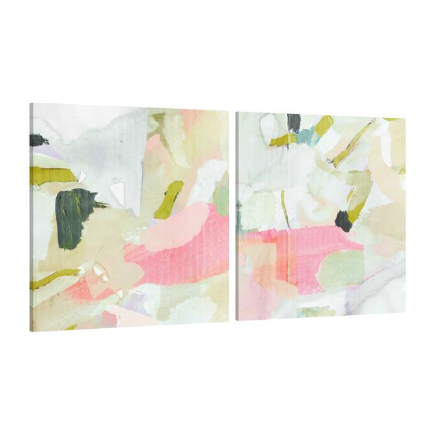 quadros modernos para quarto de casal Chime In Rosé Set I