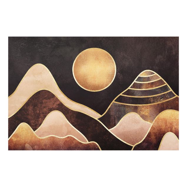 Quadros de Elisabeth Fredriksson Golden Sun Abstract Mountains