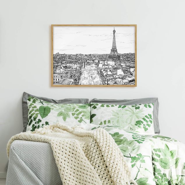 Quadros com moldura em preto e branco City Study - Paris