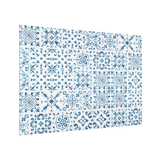 painéis antisalpicos Tile pattern Blue White