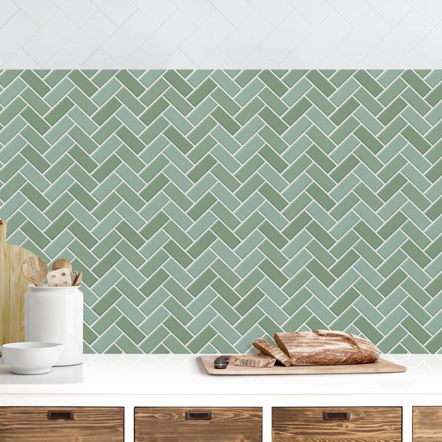 decoraçao para parede de cozinha Fish Bone Tiles - Green