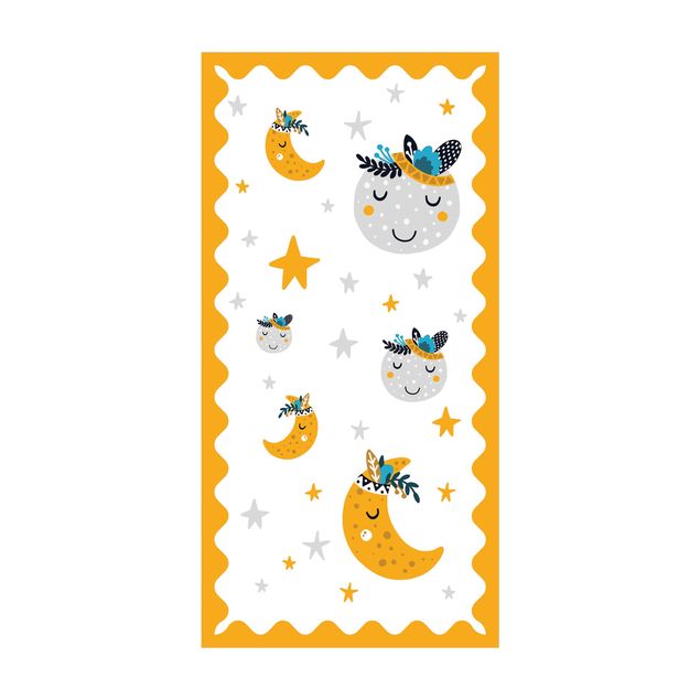 Tapetes coloridos Sleaping Friends Moon And Stars With Frame