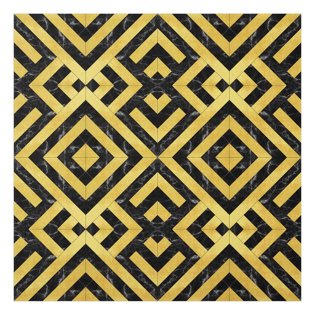 Painel antisalpicos Geometrical Tile Mix Art Deco Gold Black Marble