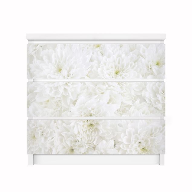papel adesivo para móveis Dahlias Sea Of Flowers White