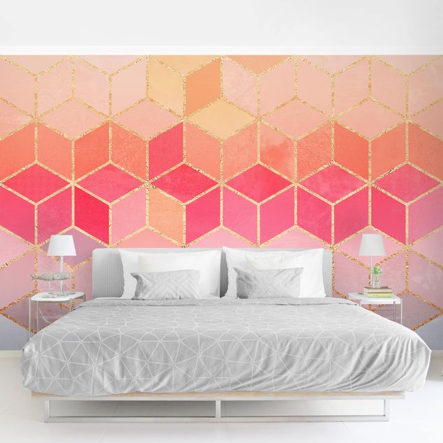 Papel de parede padrões Colourful Pastel Golden Geometrie