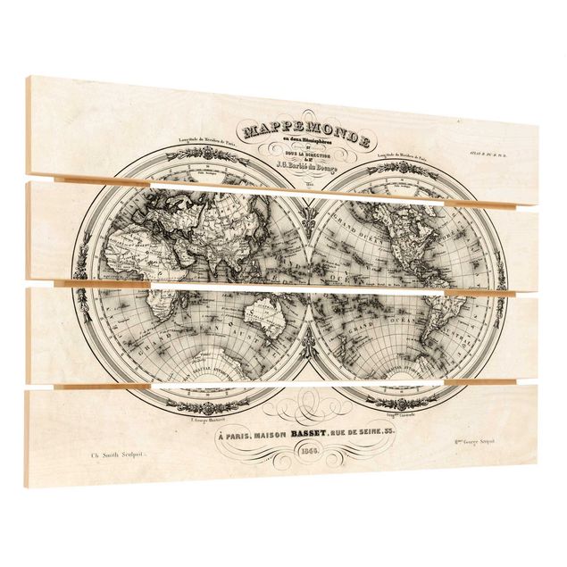 Quadros em madeira World Map - French Map Of The Cap Region Of 1848