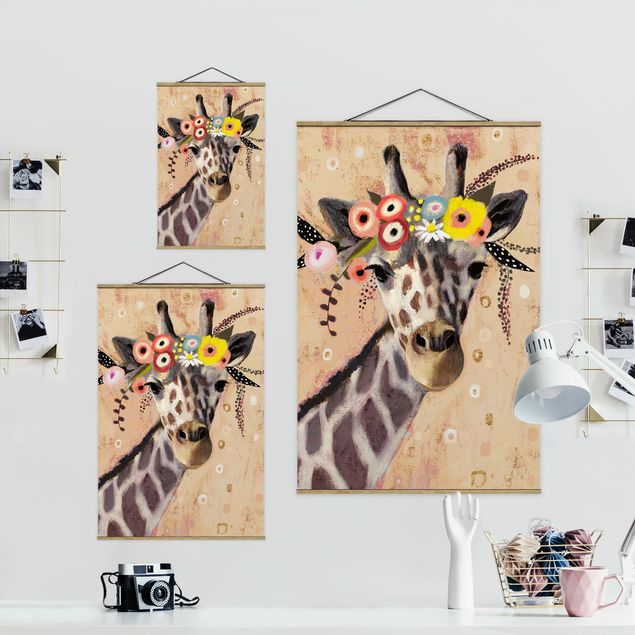 quadro com tecido Klimt Giraffe