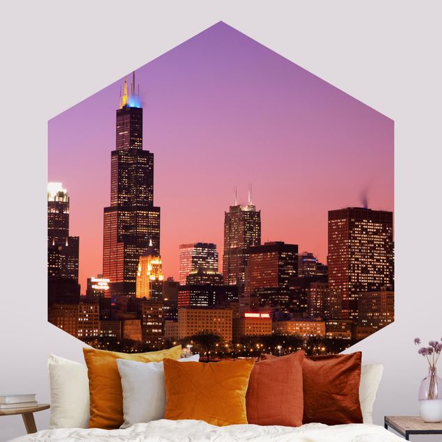 papel de parede moderno para sala Chicago Skyline