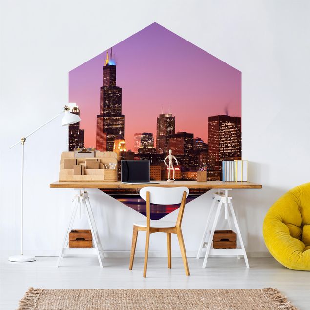 Papel de parede hexagonal Chicago Skyline