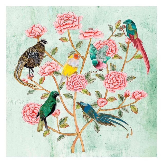 papel de parede floral Chinoiserie Collage In Mint II