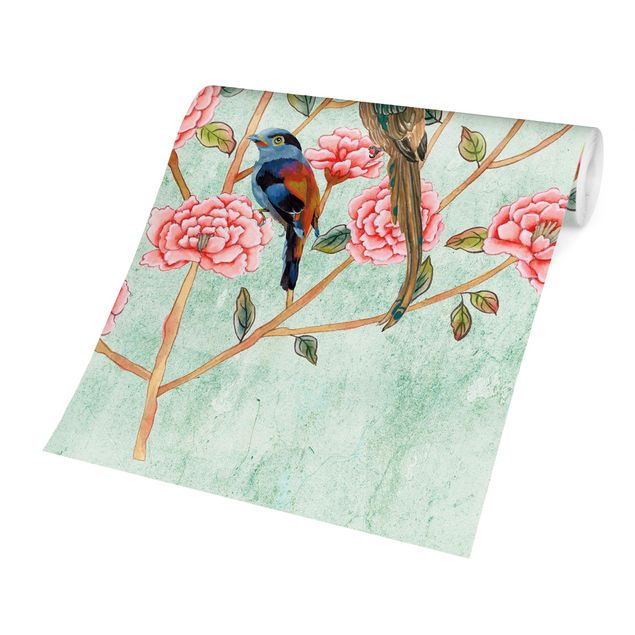 papel de parede moderno Chinoiserie Collage In Mint