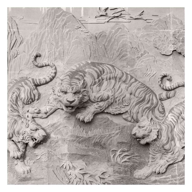 papel parede cinza Chinoiserie Tiger In Stone Look