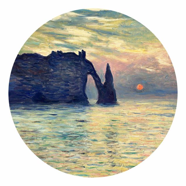 Papel de parede pôr-do-sol Claude Monet - The Cliff, Étretat, Sunset