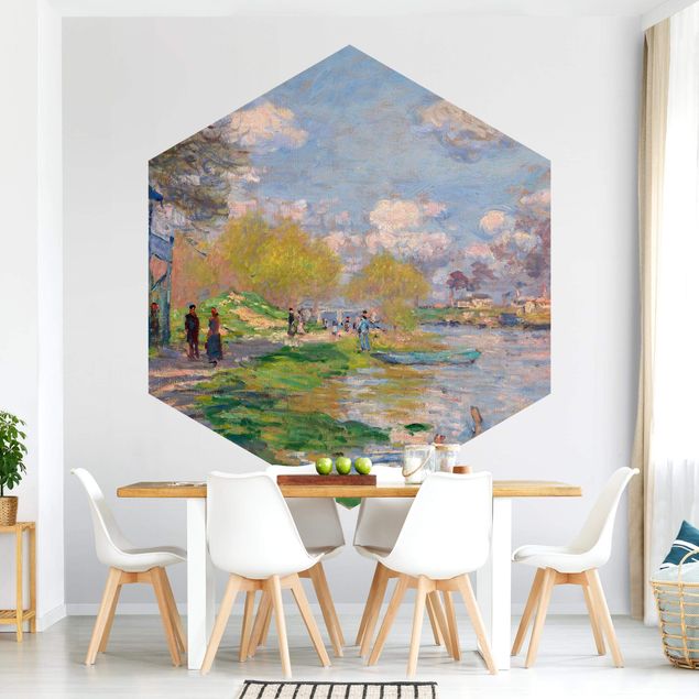 papel de parede para quarto de casal moderno Claude Monet - River Seine