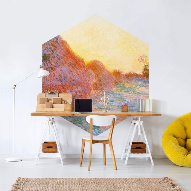 Papel de parede pôr-do-sol Claude Monet - Straw Barn