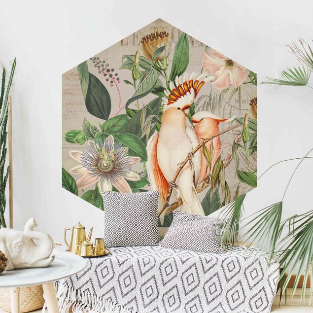 papel de parede floral vintage Colonial Style Collage - Galah