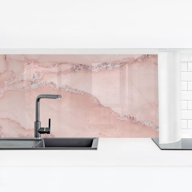 Backsplash de cozinha imitação pedra Colour Experiments Marble Light Pink And Glitter