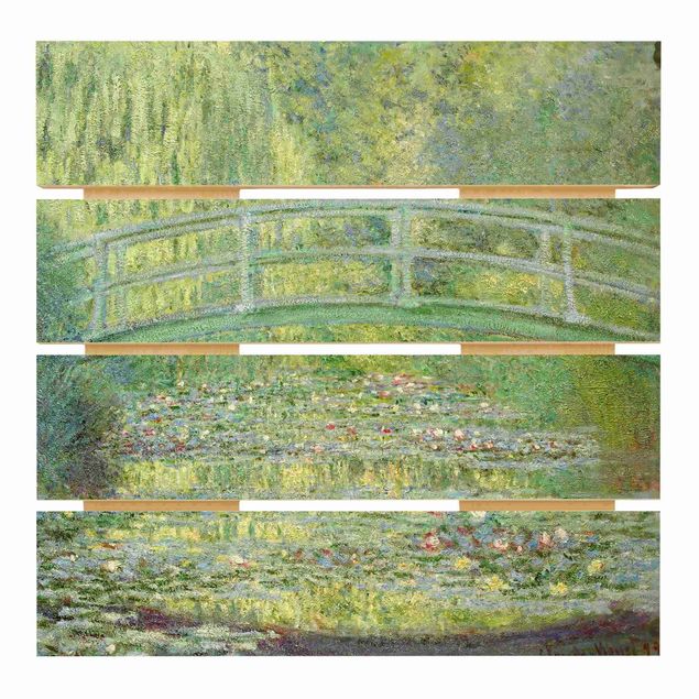 Quadros em madeira paisagens Claude Monet - Japanese Bridge
