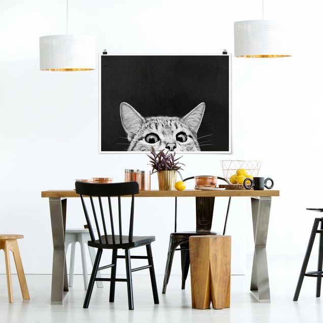 quadros com gatos Illustration Cat Black And White Drawing