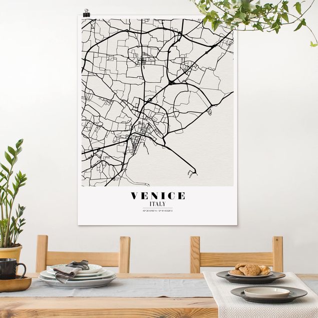decoraçao para parede de cozinha Venice City Map - Classic