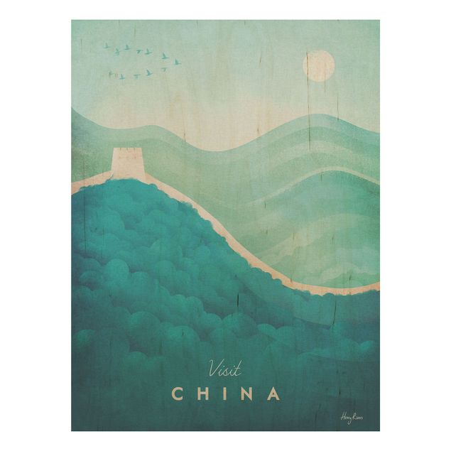 Quadros em madeira vintage Travel Poster - China