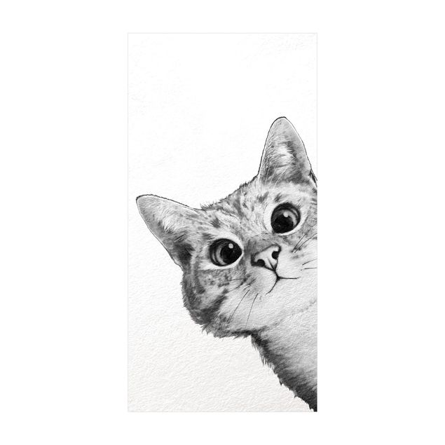 tapete branco e preto Illustration Cat Drawing Black And White