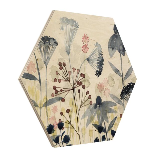 Quadros em madeira Wildflower Watercolour I
