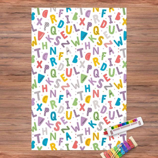 tapete varanda Alphabet With Hearts And Dots In Colourful