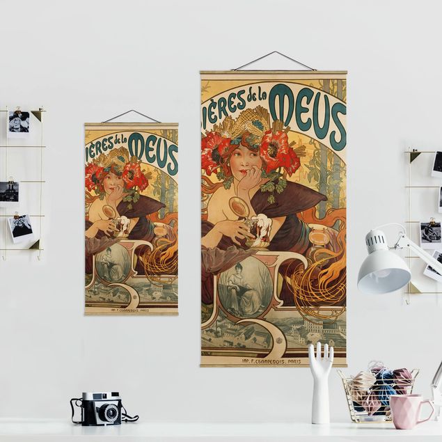 Quadros retratos Alfons Mucha - Poster For La Meuse Beer