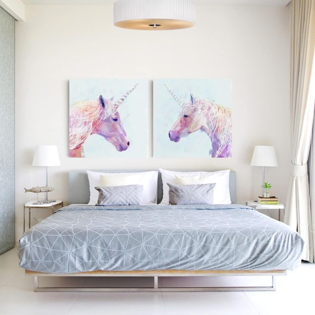 quadros decorativos para sala modernos Mystic Unicorn Set I