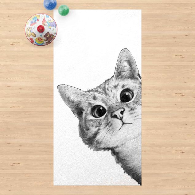 tapetes de exterior Illustration Cat Drawing Black And White