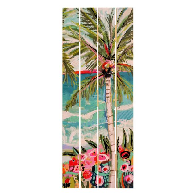 Quadros decorativos Palm Tree With Pink Flowers II