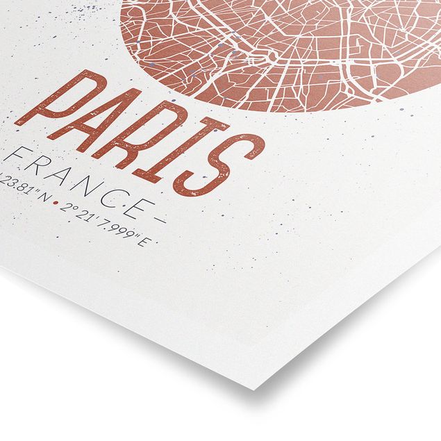 Posters cidades e paisagens urbanas City Map Paris - Retro