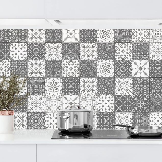 decoraçoes cozinha Tile Pattern Mix Gray White