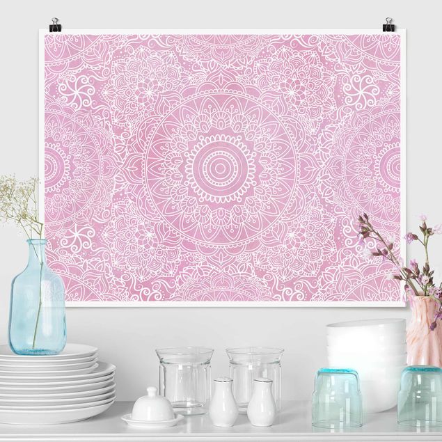 decoraçao cozinha Pattern Mandala Light Pink