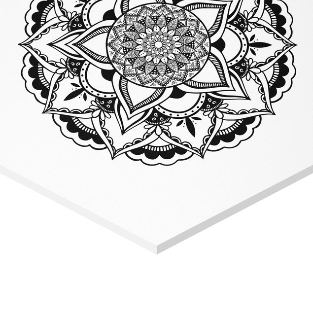 quadros para parede Mandala Flower Sun Illustration Set Black And White