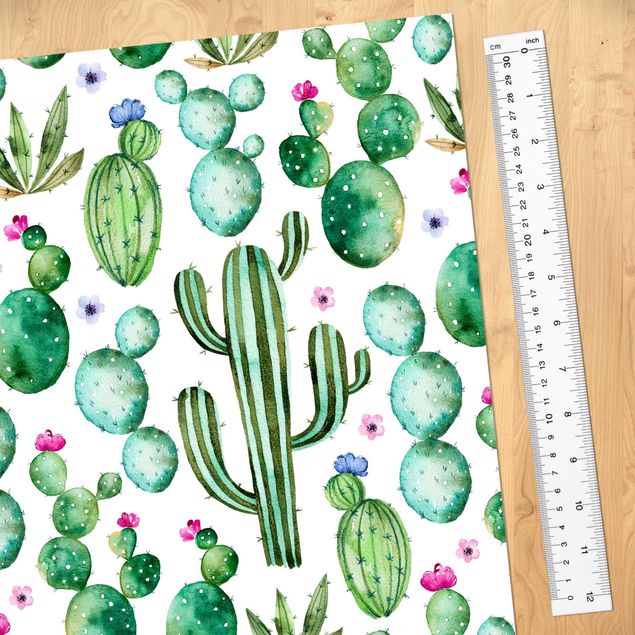 Películas autocolantes padrões Watercolour Cactus