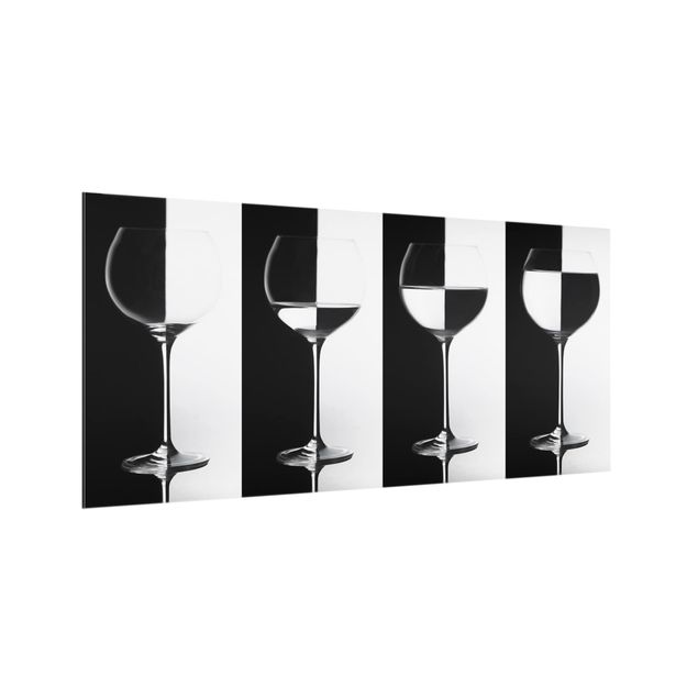 painéis antisalpicos Wine Glasses In Black & White