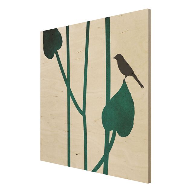quadros para parede Graphical Plant World - Bird On Leaf