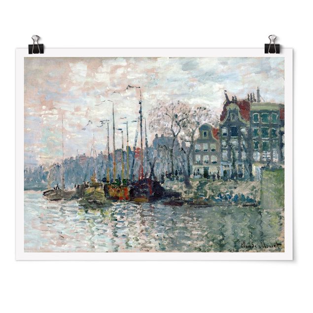Posters quadros famosos Claude Monet - View Of The Prins Hendrikkade And The Kromme Waal In Amsterdam