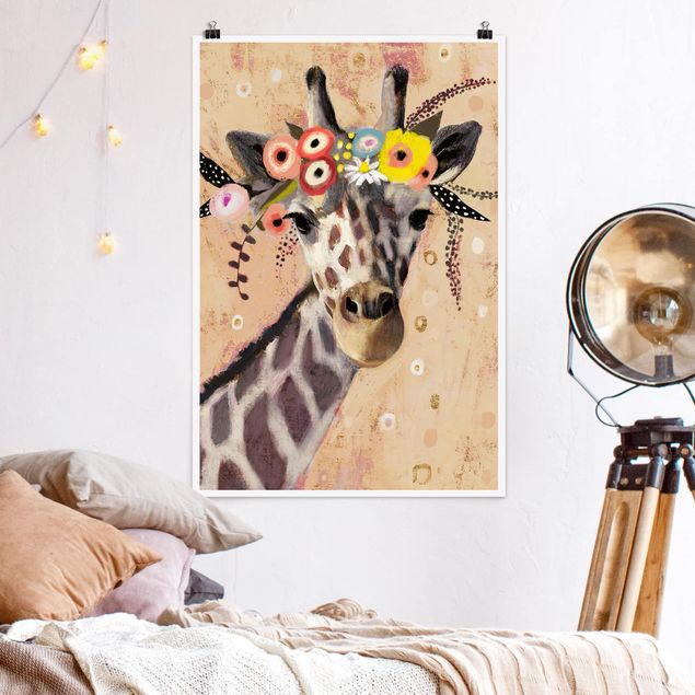 decoraçao para parede de cozinha Klimt Giraffe