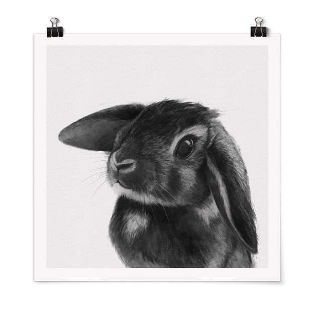 Posters animais Illustration Rabbit Black And White Drawing