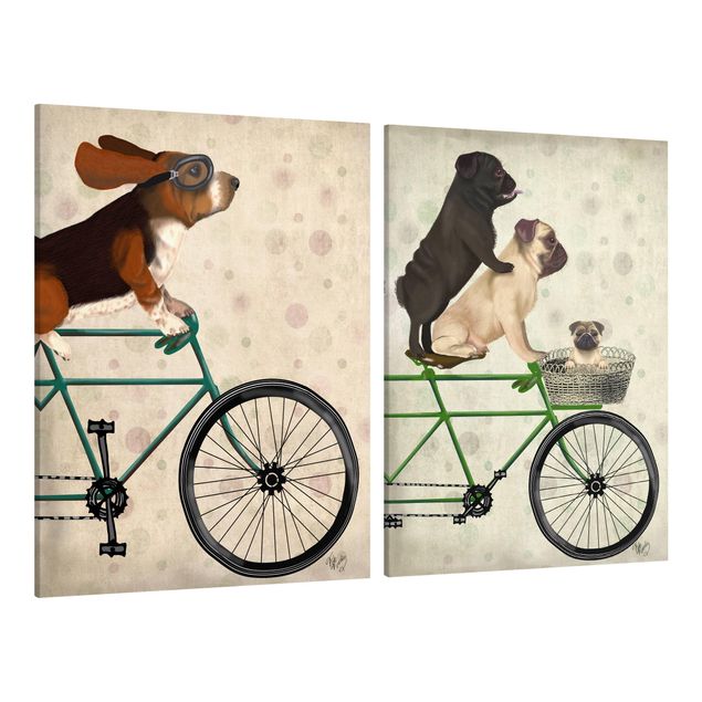 Quadros cães Cycling - Basset And Pugs Set I