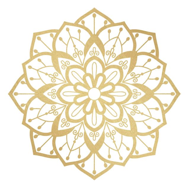 Autocolantes de parede mandalas Mandala Flower Pattern Gold White