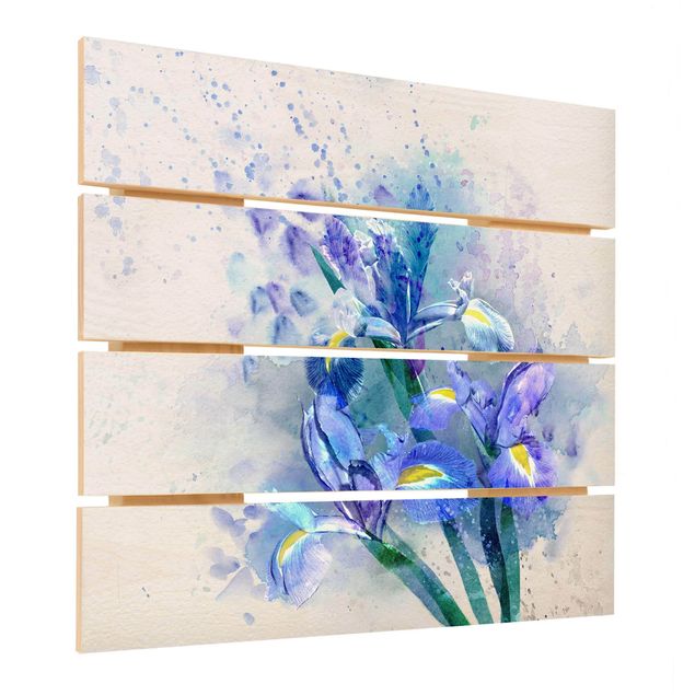 Quadros em madeira Watercolour Flowers Iris
