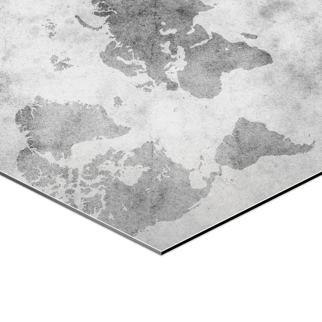 Quadros hexagonais Vintage World Map II