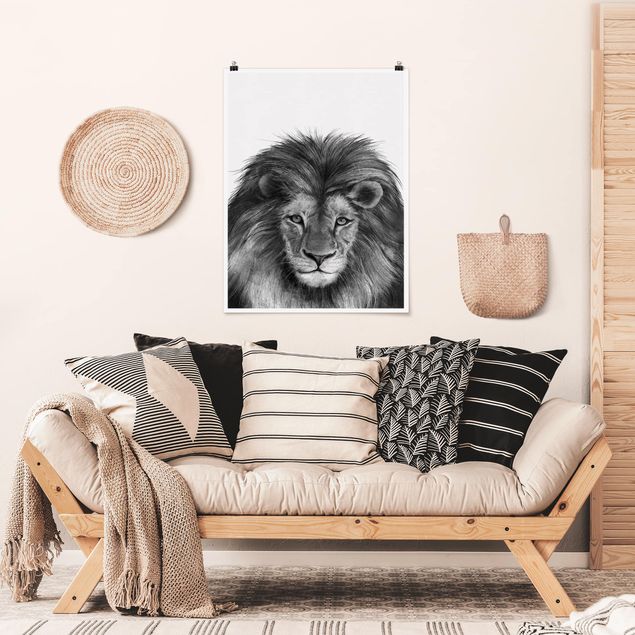 decoraçoes cozinha Illustration Lion Monochrome Painting