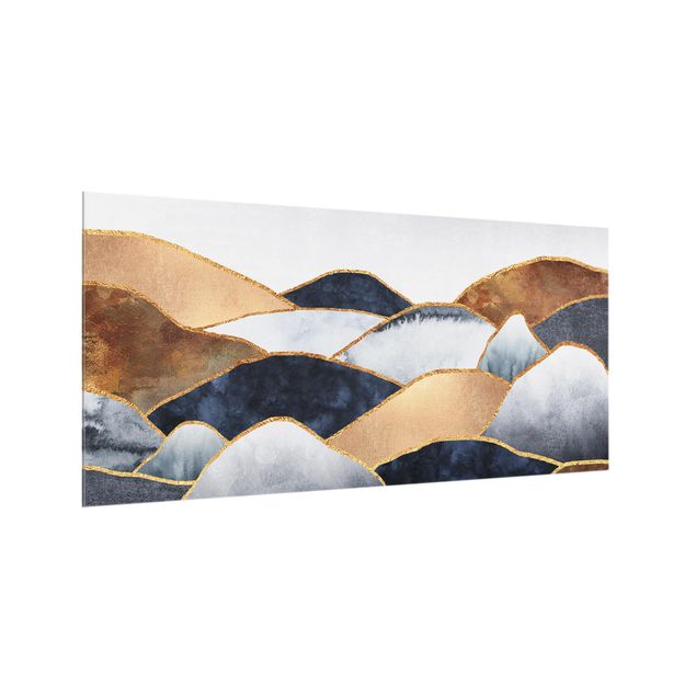 painel anti salpicos cozinha Golden Mountains Watercolor