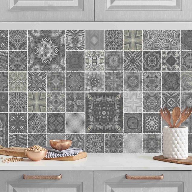 decoraçoes cozinha Grey Jungle Tiles With Silver Shimmer II